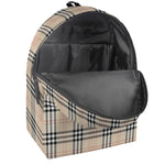 Beige Tartan Pattern Print Backpack