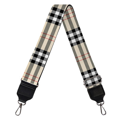 Beige Tartan Pattern Print Bag Strap