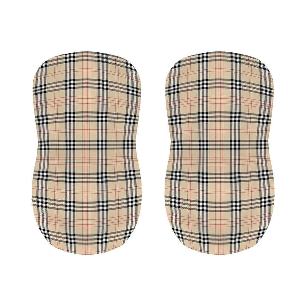 Beige Tartan Pattern Print Bar Stool Covers