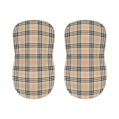 Beige Tartan Pattern Print Bar Stool Covers