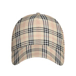 Beige Tartan Pattern Print Baseball Cap