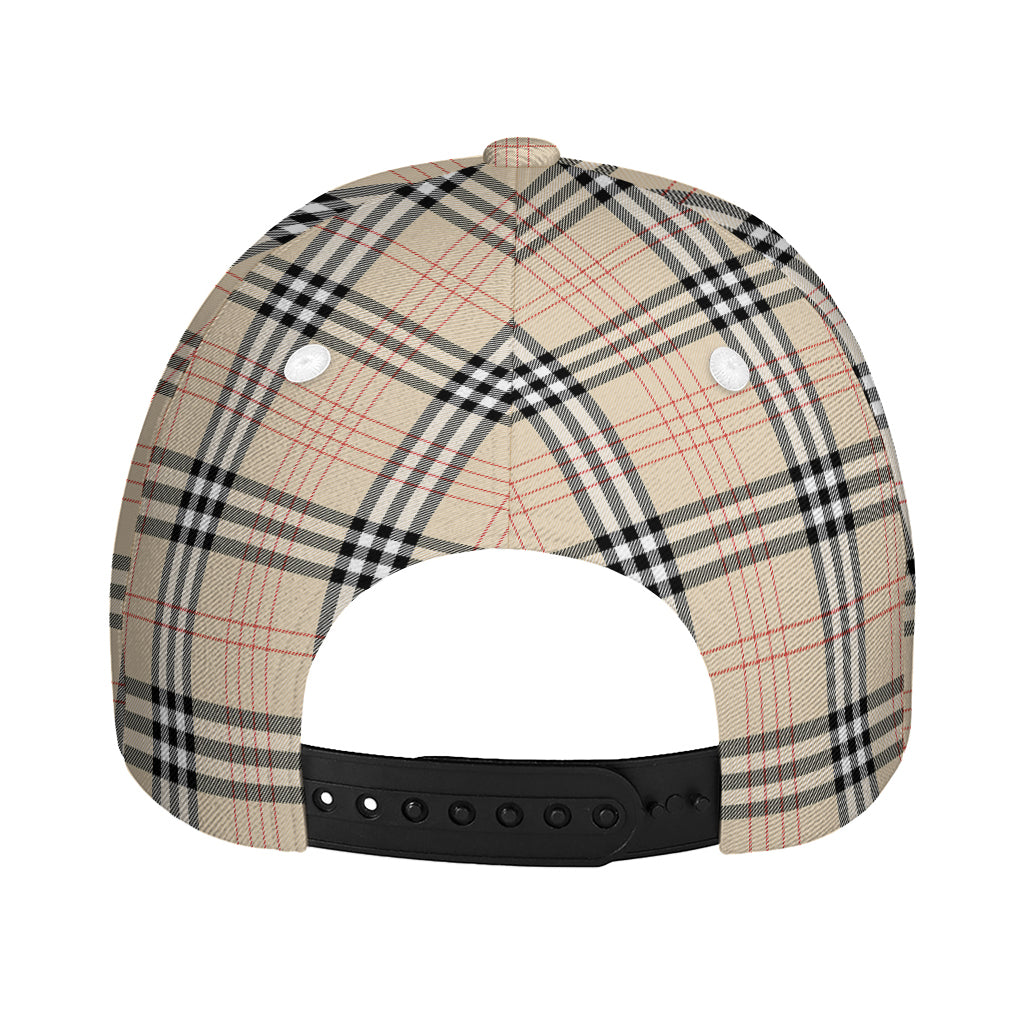 Beige Tartan Pattern Print Baseball Cap