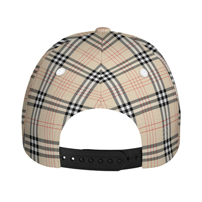 Beige Tartan Pattern Print Baseball Cap