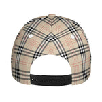 Beige Tartan Pattern Print Baseball Cap