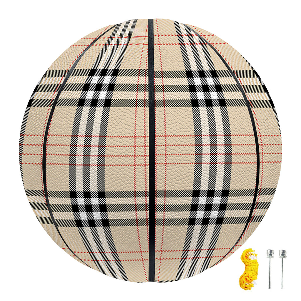 Beige Tartan Pattern Print Basketball