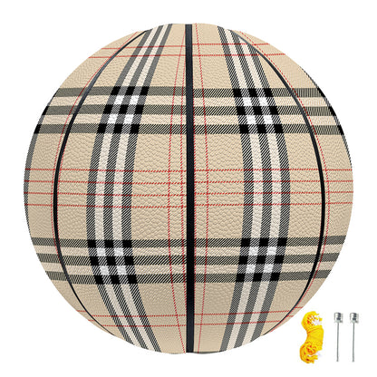 Beige Tartan Pattern Print Basketball