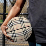 Beige Tartan Pattern Print Basketball