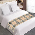Beige Tartan Pattern Print Bed Runner