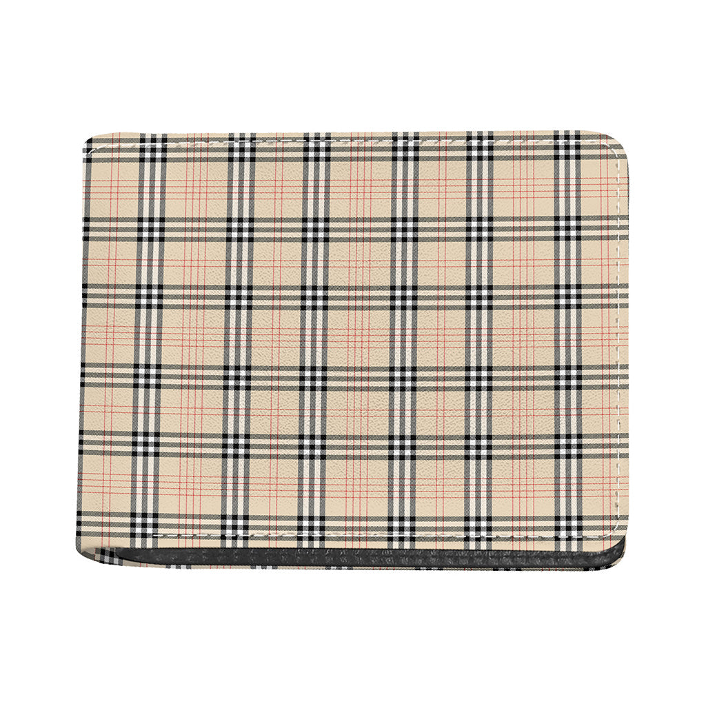 Beige Tartan Pattern Print Bifold Wallet