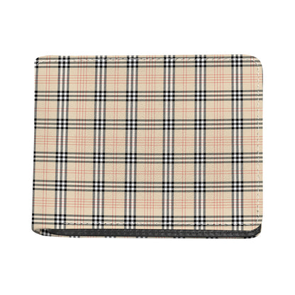 Beige Tartan Pattern Print Bifold Wallet