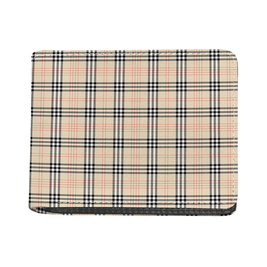 Beige Tartan Pattern Print Bifold Wallet
