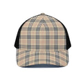 Beige Tartan Pattern Print Black Mesh Trucker Hat