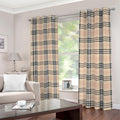 Beige Tartan Pattern Print Dimout Grommet Curtains