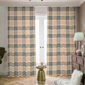Beige Tartan Pattern Print Dimout Pencil Pleat Curtains