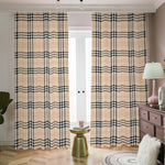 Beige Tartan Pattern Print Blackout Pencil Pleat Curtains