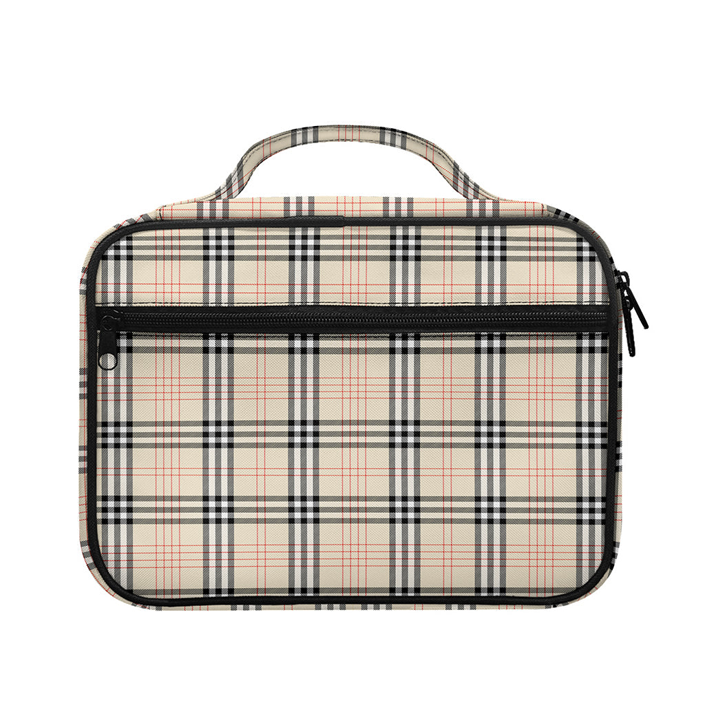 Beige Tartan Pattern Print Briefcase Bible Bag