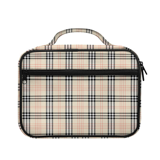 Beige Tartan Pattern Print Briefcase Bible Bag