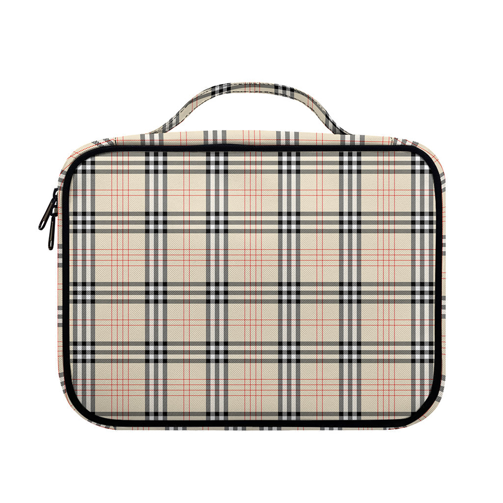Beige Tartan Pattern Print Briefcase Bible Bag