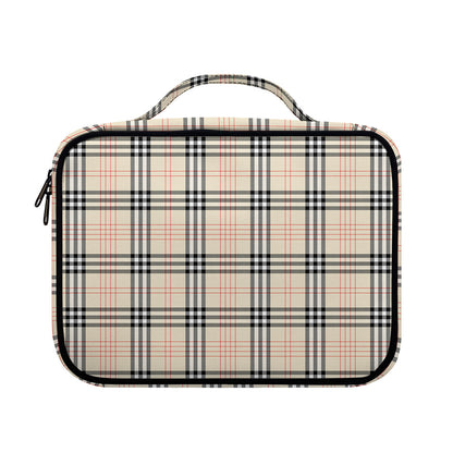 Beige Tartan Pattern Print Briefcase Bible Bag