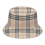 Beige Tartan Pattern Print Bucket Hat