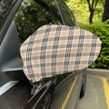 Beige Tartan Pattern Print Car Side Mirror Covers