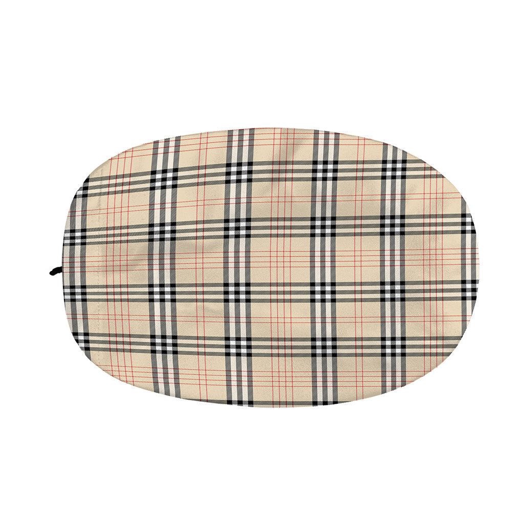 Beige Tartan Pattern Print Car Side Mirror Covers