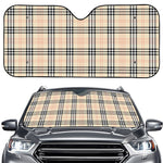 Beige Tartan Pattern Print Car Windshield Sun Shade