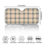 Beige Tartan Pattern Print Car Windshield Sun Shade