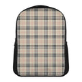Beige Tartan Pattern Print Casual Backpack