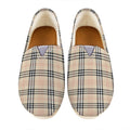 Beige Tartan Pattern Print Casual Shoes
