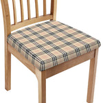 Beige Tartan Pattern Print Chair Cushion Cover