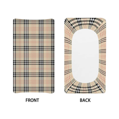 Beige Tartan Pattern Print Changing Pad Cover