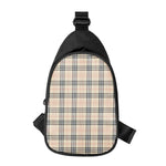 Beige Tartan Pattern Print Chest Bag