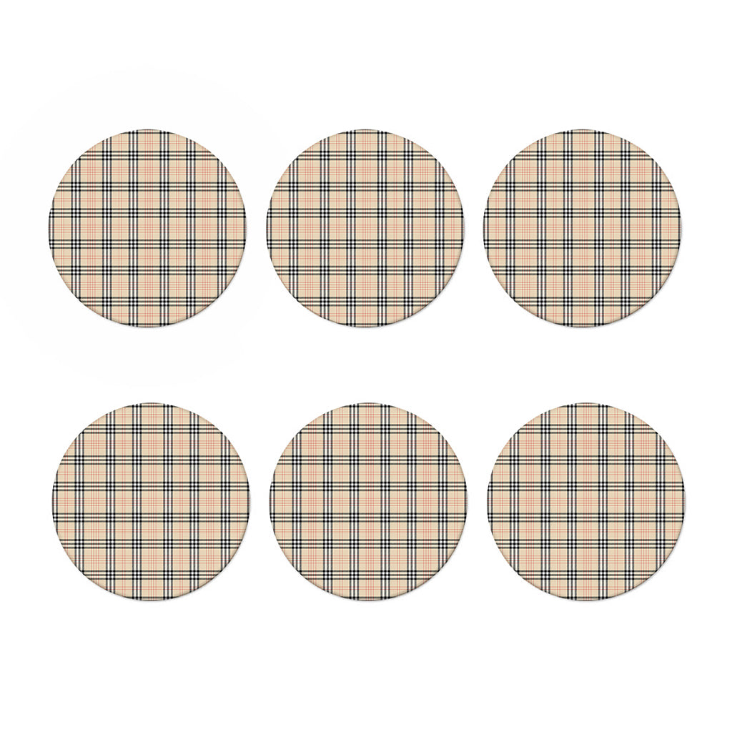 Beige Tartan Pattern Print Coaster Set