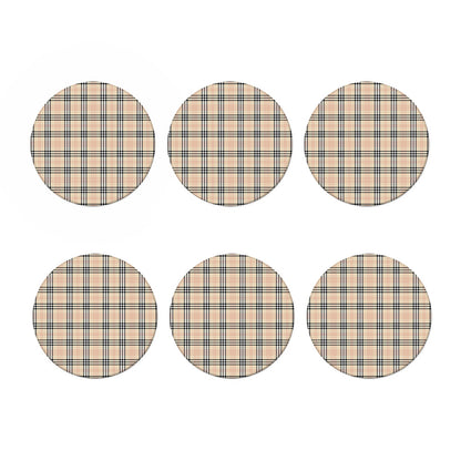 Beige Tartan Pattern Print Coaster Set