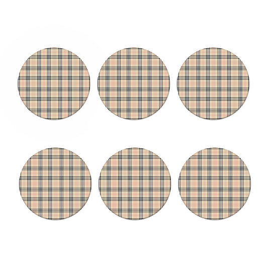 Beige Tartan Pattern Print Coaster Set