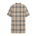 Beige Tartan Pattern Print Cotton Hawaiian Shirt