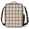 Beige Tartan Pattern Print Crossbody Lunch Bag