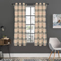 Beige Tartan Pattern Print Grommet Curtain Panels