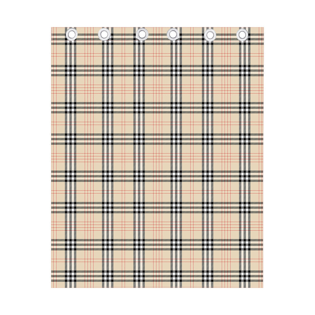 Beige Tartan Pattern Print Curtain