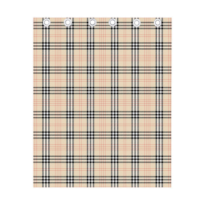 Beige Tartan Pattern Print Curtain