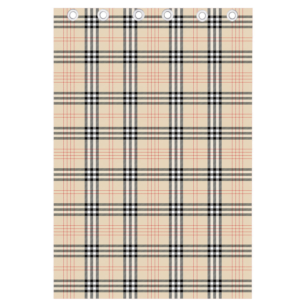 Beige Tartan Pattern Print Curtain