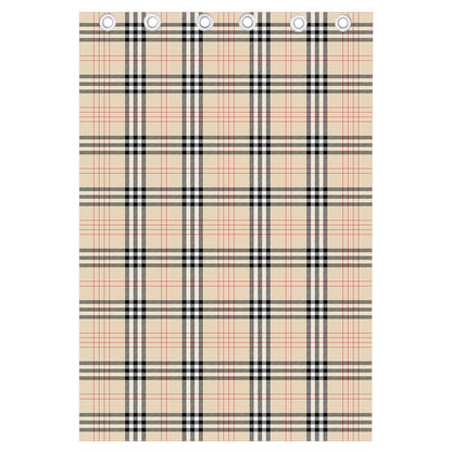 Beige Tartan Pattern Print Curtain