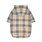 Beige Tartan Pattern Print Dog Zip Up Hoodie