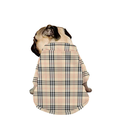 Beige Tartan Pattern Print Dog Zip Up Jacket