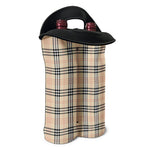 Beige Tartan Pattern Print Double Neoprene Wine Tote