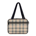Beige Tartan Pattern Print Double Strap Bible Bag