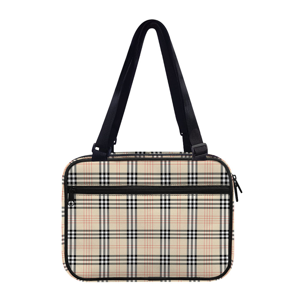 Beige Tartan Pattern Print Double Strap Bible Bag