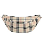 Beige Tartan Pattern Print Fanny Pack
