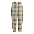 Beige Tartan Pattern Print Fleece Lined Knit Pants